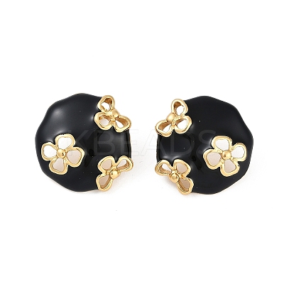 Ion Plating(IP) 304 Stainless Steel Flower Stud Earrings EJEW-Z068-32G-01-1