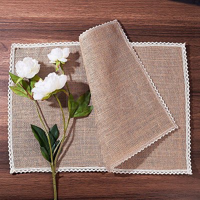 Braided Jute and Lace Non-Slip Insulation Pad LS-AJEW-WH0066-01-1