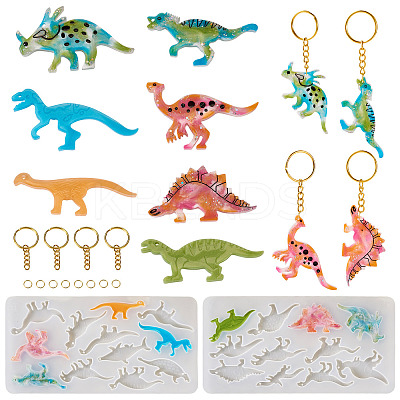2Pcs 2 Style Dinosaur Pendant DIY Silicone Molds DIY-TA0009-03-1