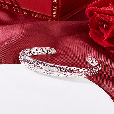 European Style Classic Brass Cuff Bangles For Women BJEW-LP0001-04-1