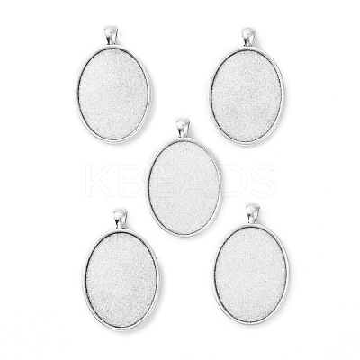 Tibetan Style Oval Alloy Big Pendant Cabochon Settings X-TIBEP-Q045-051AS-RS-1
