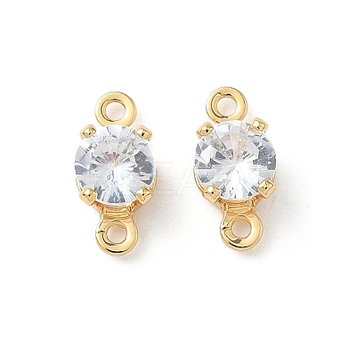 Brass Pave Clear Cubic Zirconia Connector Charms KK-Z136-54A-G-1
