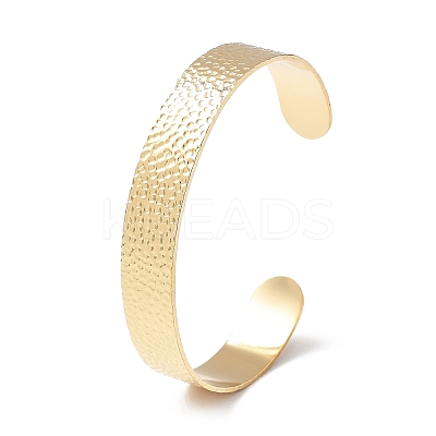 Ion Plating(IP) 304 Stainless Steel Hammered Cuff Bangles for Women BJEW-Z078-11G-1