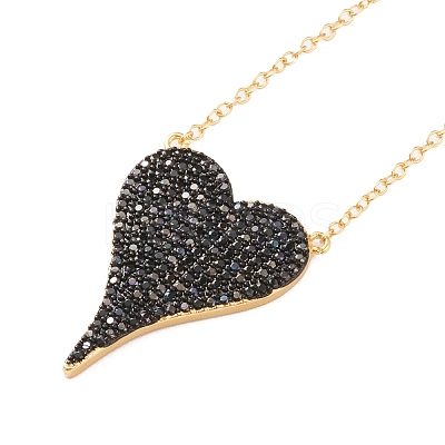 Brass Micro Pave Cubic Zirconia Heart Pendant Necklaces NJEW-Z003-01B-1