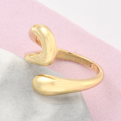 Rack Plating Brass Hollow Teardrop Open Cuff Rings X-RJEW-D009-01G-1