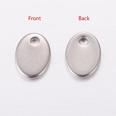 Tarnish Resistant Original Color Flat Oval Stamping Blank Tag Charms 201 Stainless Steel Pendants X-STAS-Q064-1