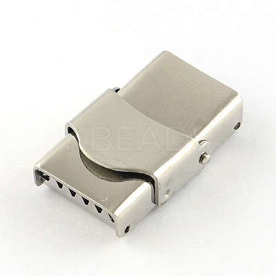 Tarnish Resistant Smooth Surface 201 Stainless Steel Watch Band Clasps STAS-R063-79-1