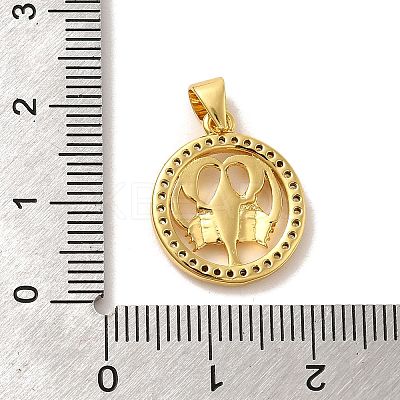 Zodiac Theme Brass Micro Pave Cubic Zirconia Pendants KK-M273-05A-G-1