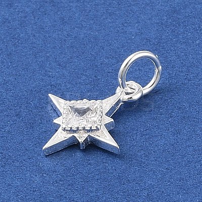 925 Sterling Silver Pave Clear Cubic Zirconia Star Charms STER-K181-01C-S-1