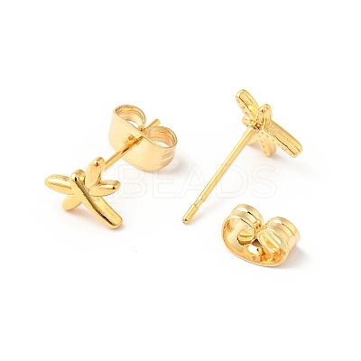 304 Stainless Steel Tiny Dragonfly Stud Earrings with 316 Stainless Steel Pins for Women X-EJEW-J043-02G-1