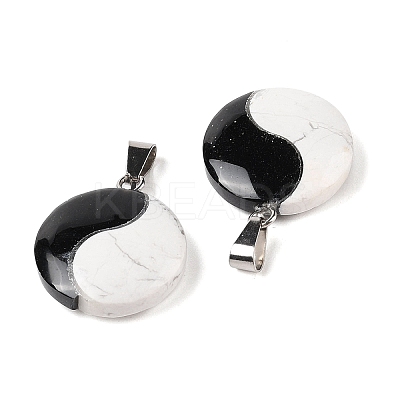 Natural Obsidian & Howlite Pendants FIND-Q109-02-1