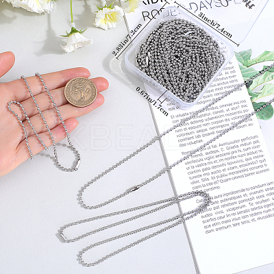 24Pcs 304 Stainless Steel Ball Chain Necklace Making NJEW-BBC0001-10B-1