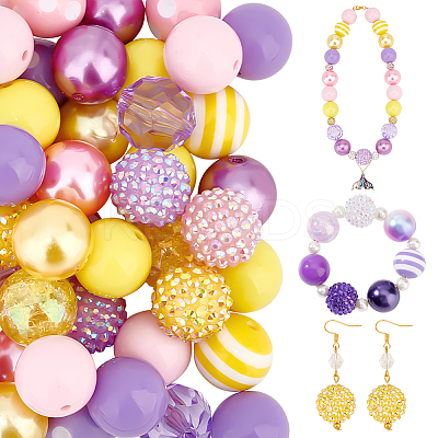 1 Set 7 Styles Resin Round Beads Set RESI-PH0001-98C-1