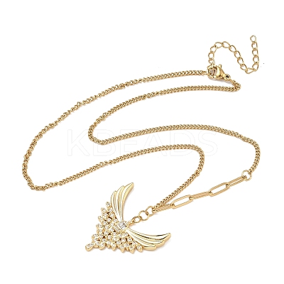 304 Stainless Steel Micro Pave Clear Cubic Zirconia Pendant Necklaces for Women LS-NJEW-Z103-01G-07-1