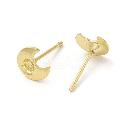 Crescent Moon 201 Stainless Steel Stud Earring Findings STAS-Q315-03G-1