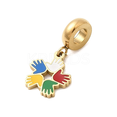 304 Stainless Steel Colorful Enamel European Dangle Charms STAS-D153-01B-G-1