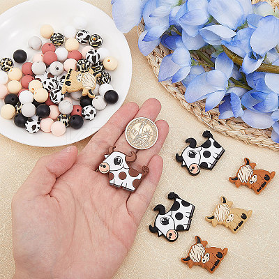 72pcs 12 style Food Grade Silicone Focal Beads SIL-CA0003-20-1