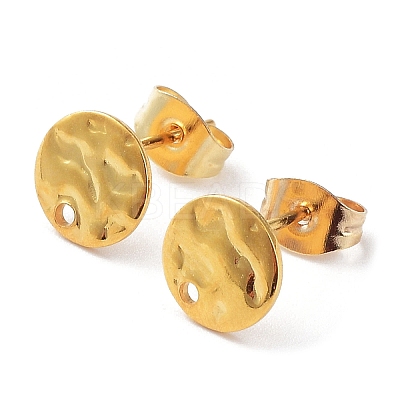 201 Stainless Steel Flat Round Stud Earring Findings STAS-K259-19A-G-1