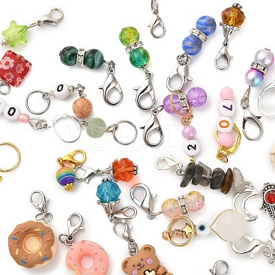 Acrylic & Gemstone Pendant Decorations HJEW-XCP0001-23-1