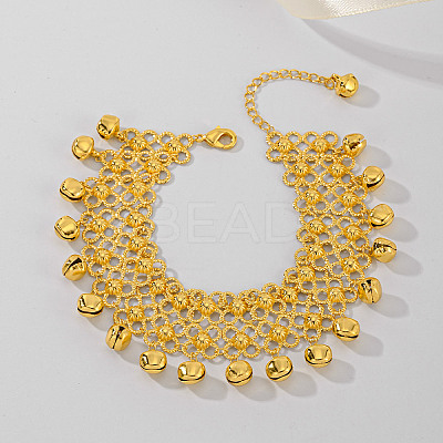 Bohemian Ethnic Style Brass Bell Charm Anklets with Tassels for Women AN9396-1