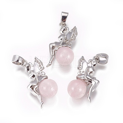 Natural Rose Quartz Pendants G-L512-E08-1