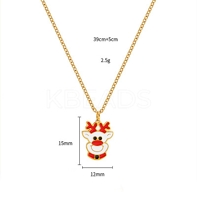 Christmas 304 Stainless Steel Enamel Pendant Necklaces FS-WGDAA96-15-1