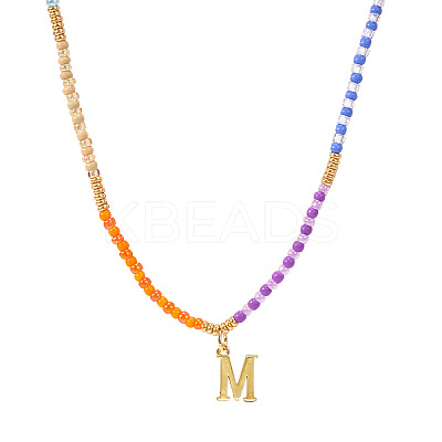 Rainbow Gradient Glass Seed Beaded Necklaces AF2375-13-1