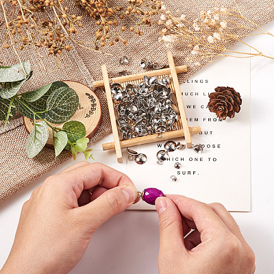140Pcs 7 Style 304 Stainless Steel Bead Cap Pendant Bails STAS-CD0001-12-1