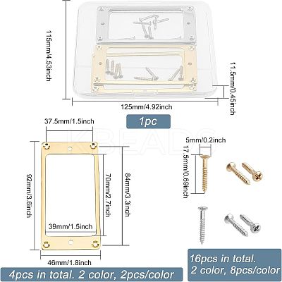 2Sets 2 Colors Alloy Humbucker Cover Guitar Pickup Frame Mounting Ring AJEW-FG0001-81-1