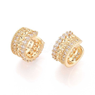 Brass Micro Pave Clear Cubic Zirconia Cuff Earrings EJEW-T047-82G-1