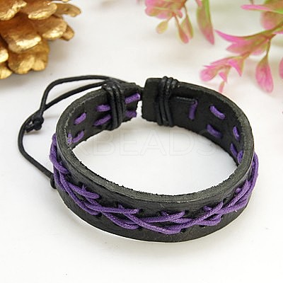 Leater Cord Bracelet BJEW-G192-M01-A-1