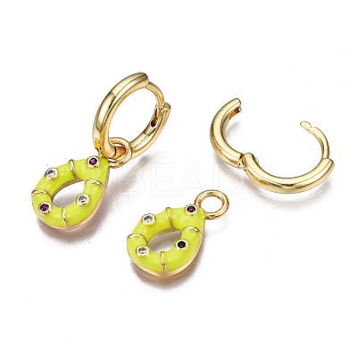 Brass Micro Pave Cubic Zirconia Huggie Hoop Earrings EJEW-T014-39G-NF-1