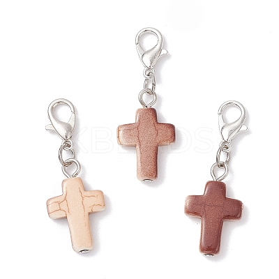 Spray Painted Synthetic Turquoise Pendant Decorations HJEW-JM03932-01-S-1