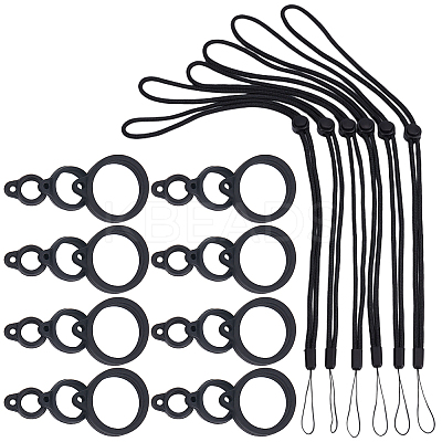 36Pcs 3 Style Silicone Rings with 6Pcs Polyester Necklace Lanyard Anti-Loss Pendant Holder DIY-GF0008-05-1