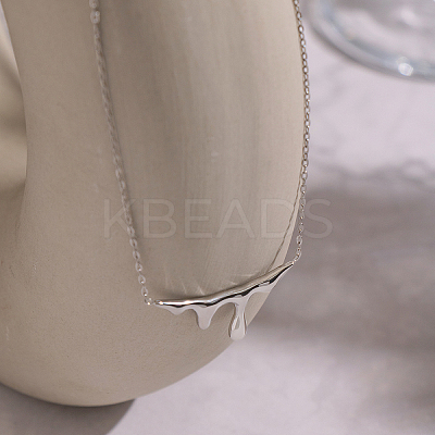 Minimalist 304 Stainless Steel Lava Shape Pendant Necklaces for Women EJ9264-2-1