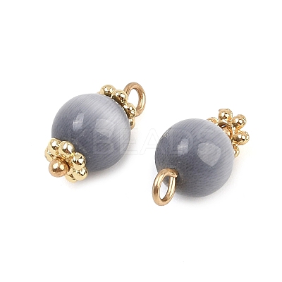 Cat Eye Round Charms KK-B157-35G-1