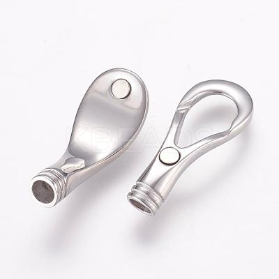 Tarnish Resistant 304 Stainless Steel Magnetic Clasps with Glue-in Ends STAS-L189-10P-1