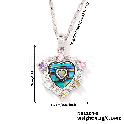 Brass Colorful Cubic Zirconia Heart-shaped Pendant Necklaces PR0180-2-1
