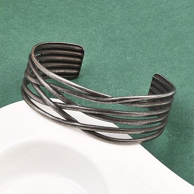 316 Surgical Stainless Steel Hollow Cuff Bangles BJEW-C125-04AS-1