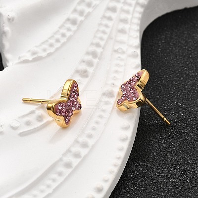 12 Pairs 304 Stainless Steel Rhinestone Stud Earrings EJEW-B135-01G-02-1