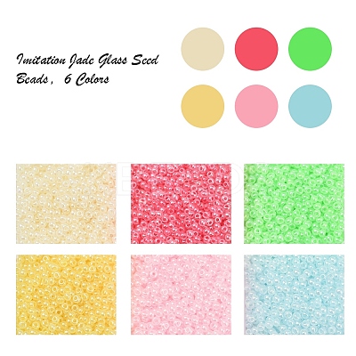 4800Pcs 6 Colors 12/0 Imitation Jade Glass Seed Beads SEED-YW0001-30-1