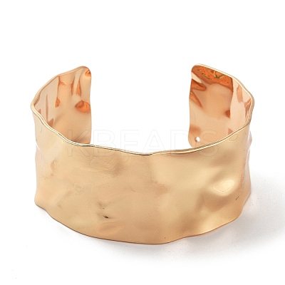 304 Stainless Steel Textured Wide Open Cuff Bangles for Women BJEW-Z067-01G-02-1