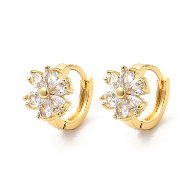 Flower Brass Hoop Earrings EJEW-S256-01C-G-1