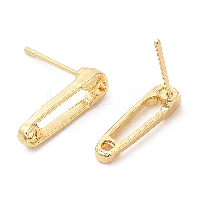 Safety Pin Shape Alloy Stud Earrings for Men Women PALLOY-Q447-16LG-1