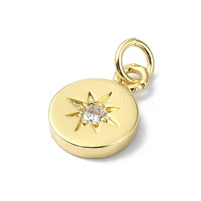 Star Theme Brass Micro Pave Clear Cubic Zirconia Pendants KK-H475-52G-02-1