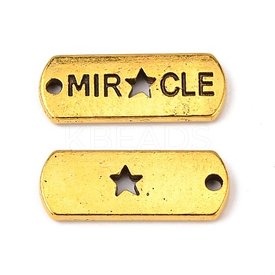 Tibetan Style Alloy Rectangle with Word Miracle Pendants TIBEP-Q043-068AG-RS-1