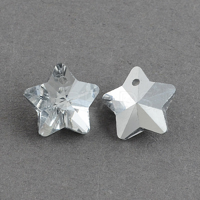 Star Electroplated Glass Pendants EGLA-R084-01-1