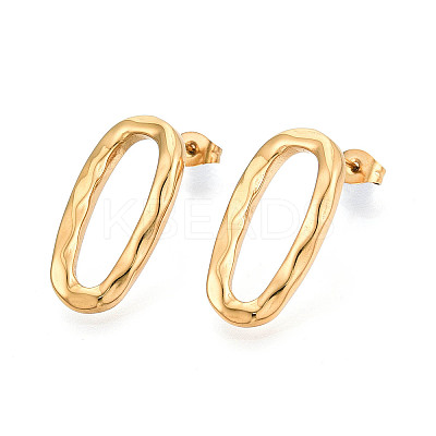 304 Stainless Steel Oval Stud Earrings for Women EJEW-N016-020G-1