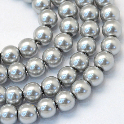 Baking Paint Pearlized Glass Pearl Round Bead Strands HY-Q330-8mm-34-1