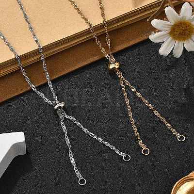 2Pcs 2 Colors 304 Stainless Steel Singapore Chain Necklace Making AJEW-JB01333-1